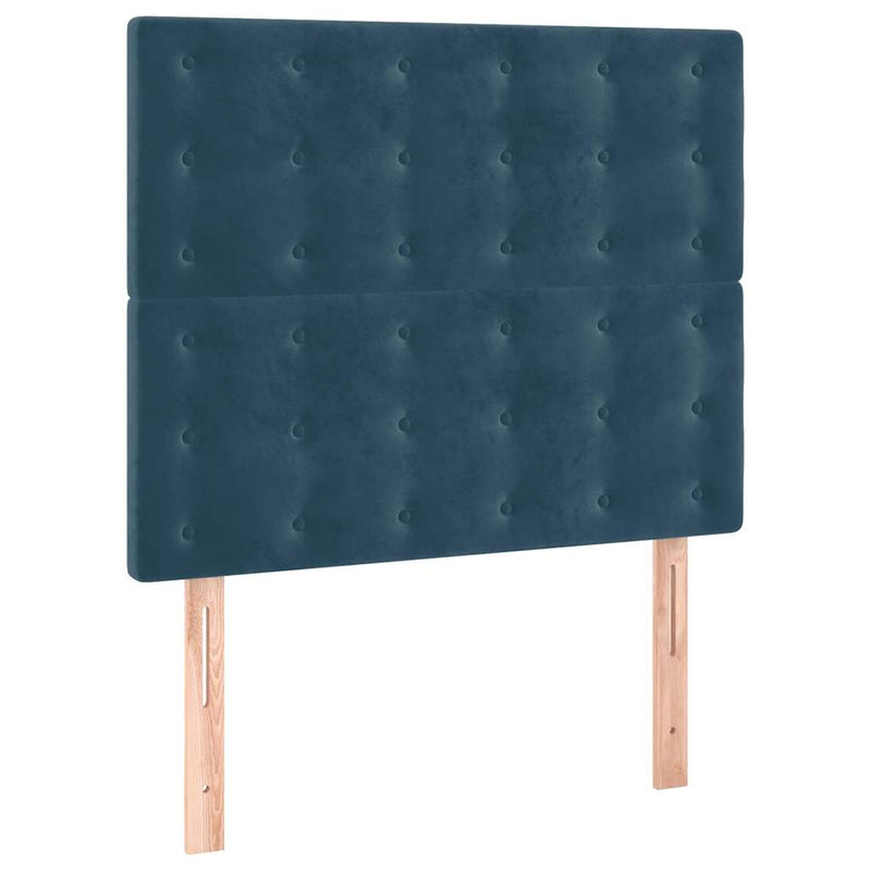 Pat box spring cu saltea, albastru închis, 100x200 cm, catifea