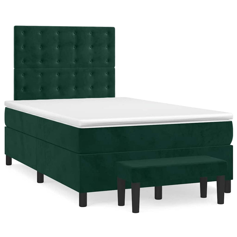 Pat box spring cu saltea, verde închis, 120x200 cm, catifea