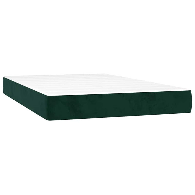 Pat box spring cu saltea, verde închis, 120x200 cm, catifea