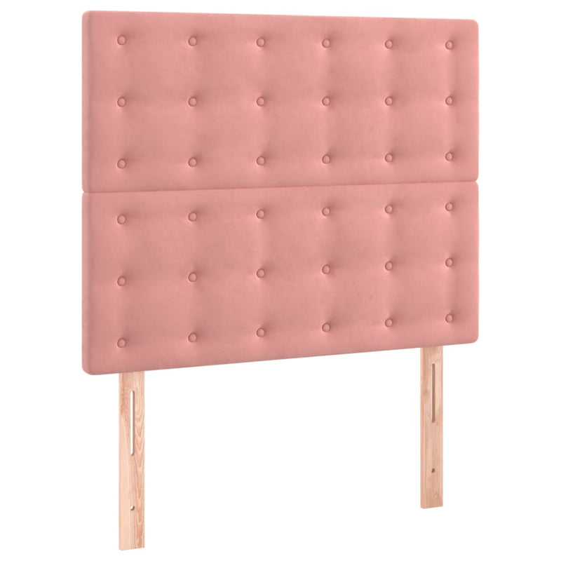 Pat box spring cu saltea, roz, 120x200 cm, catifea