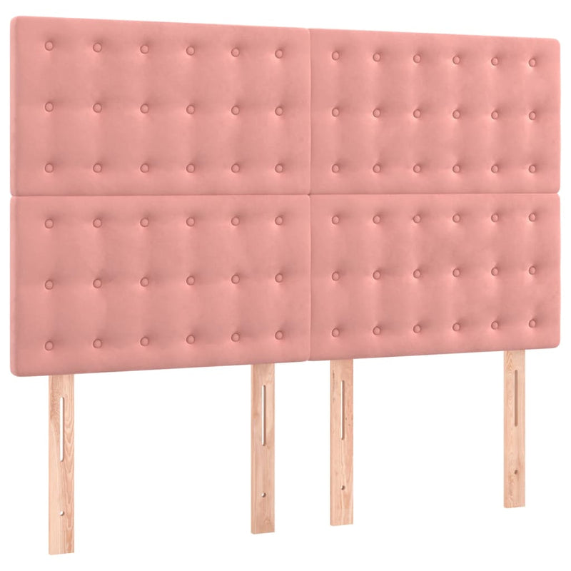 Pat box spring cu saltea, roz, 140x190 cm, catifea