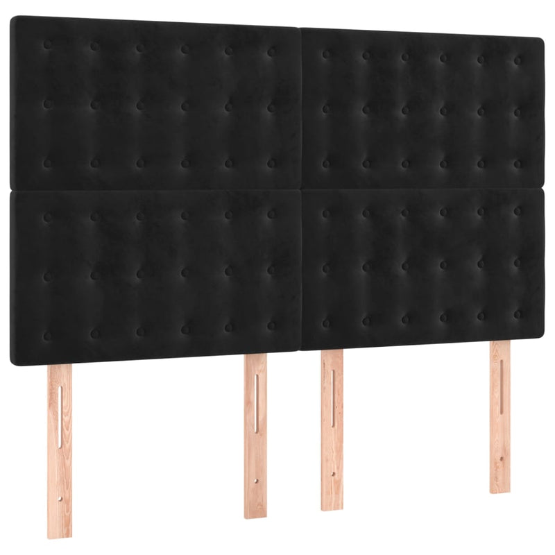 Pat box spring cu saltea, negru, 140x200 cm, catifea