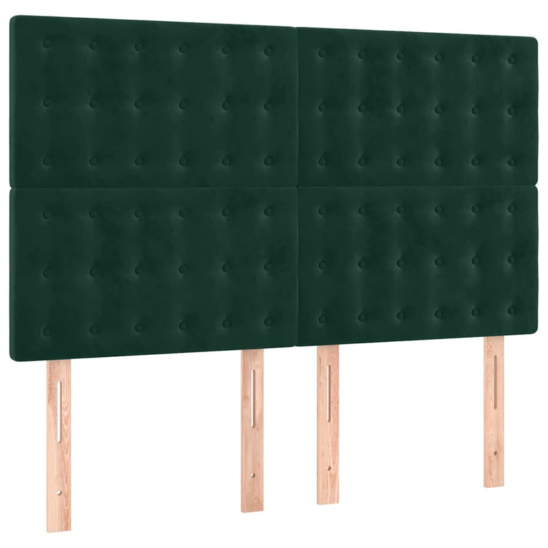 Pat box spring cu saltea, verde închis, 140x200 cm, catifea