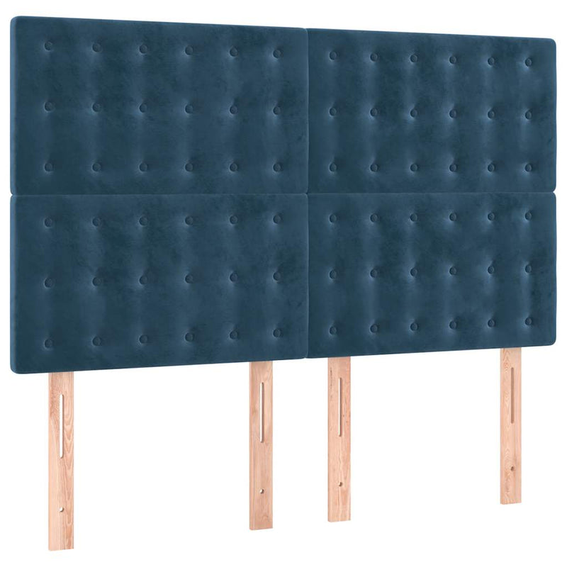 Pat box spring cu saltea, albastru închis, 140x200 cm, catifea