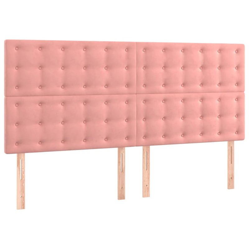 Pat box spring cu saltea, roz, 160x200 cm, catifea