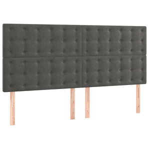 Pat box spring cu saltea, gri închis, 180x200 cm, catifea