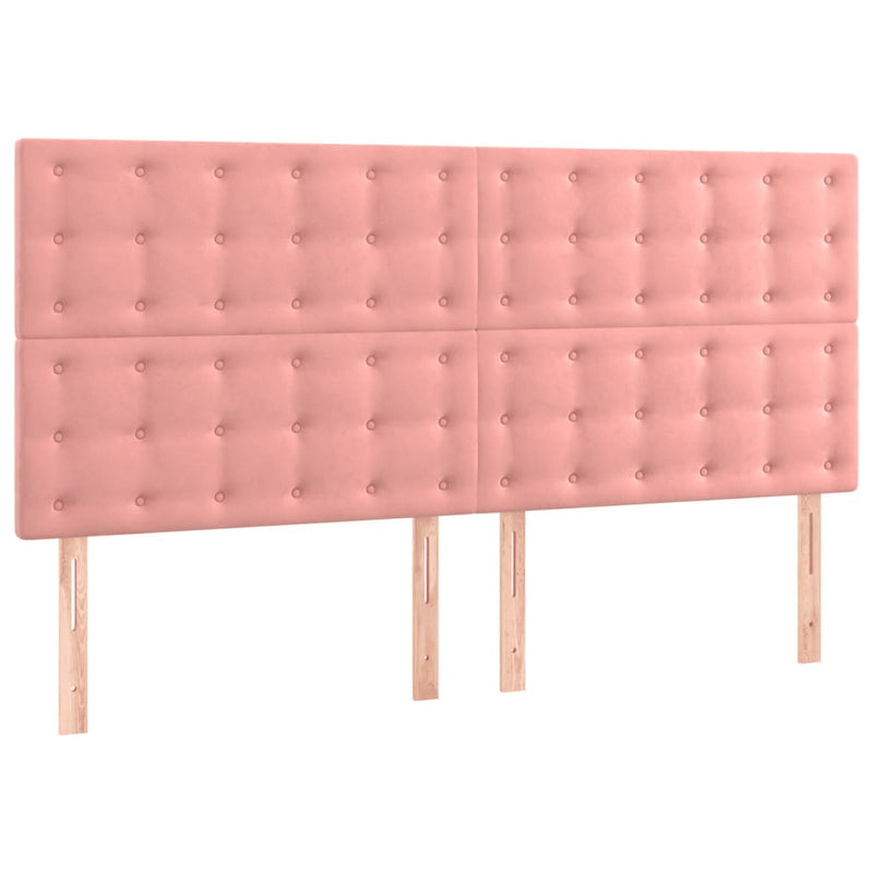 Pat box spring cu saltea, roz, 180x200 cm, catifea