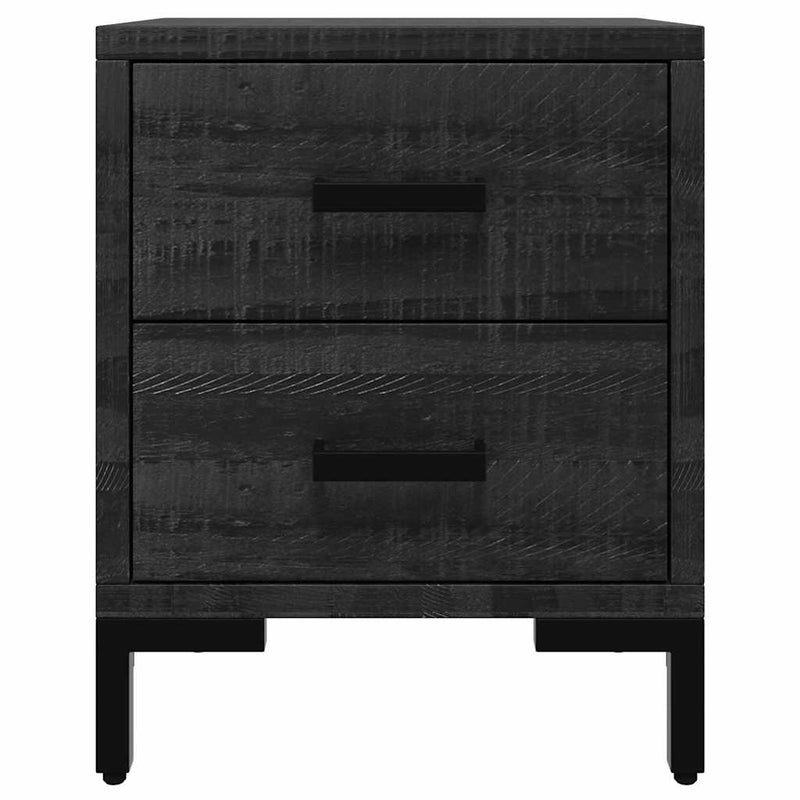 Noptiere, 2 buc., negru, 36x30x45 cm, lemn masiv de pin