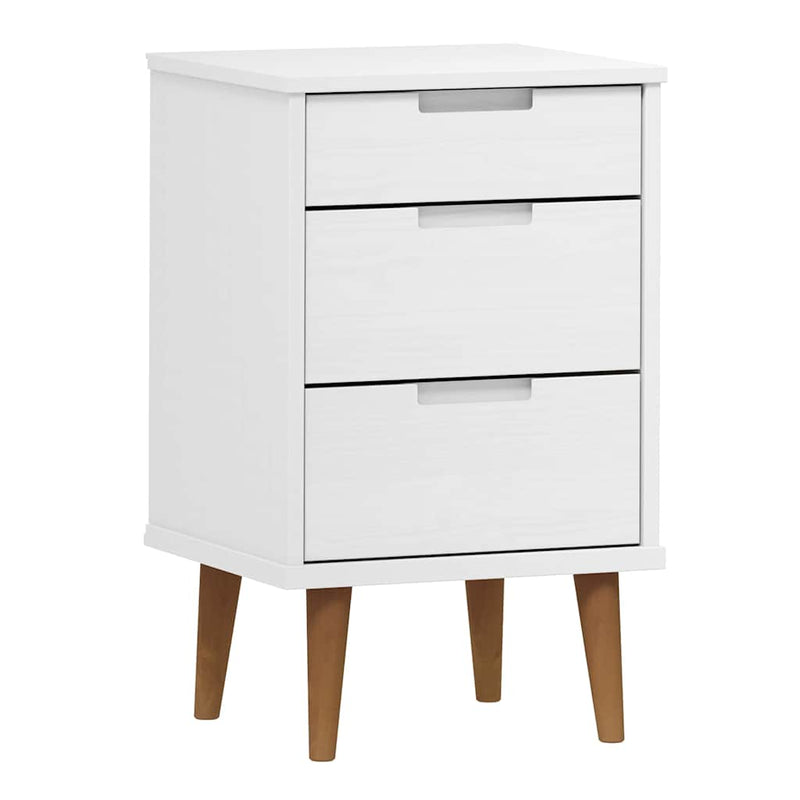 Dulap noptieră "MOLDE", alb, 40x35x65 cm, lemn masiv de pin