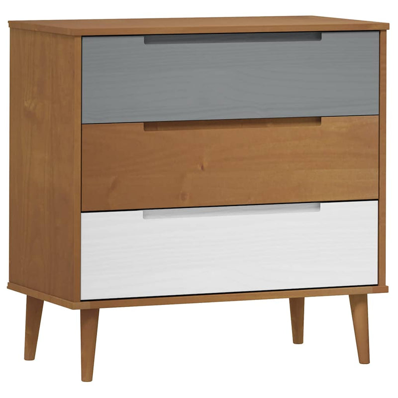 Dulap cu sertare „MOLDE” maro, 80x40x80 cm, lemn masiv de pin