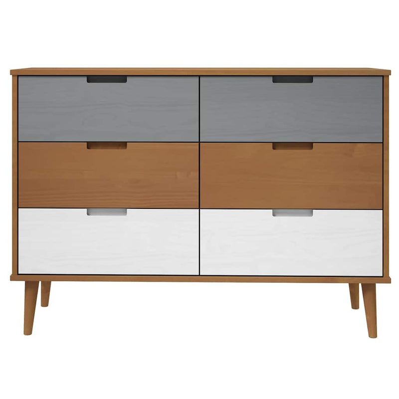 Dulap cu sertare „MOLDE”, maro, 113x40x80 cm, lemn masiv de pin