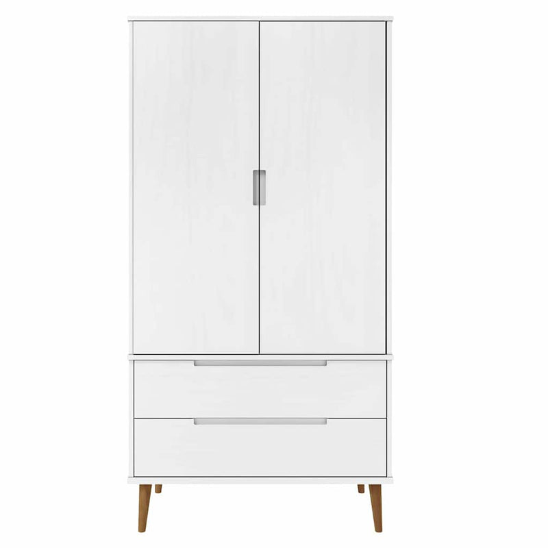 Șifonier "MOLDE", alb, 90x55x175 cm, lemn masiv de pin