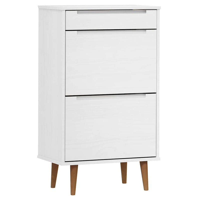 Pantofar "MOLDE", alb, 59,5x35x103 cm, lemn masiv de pin
