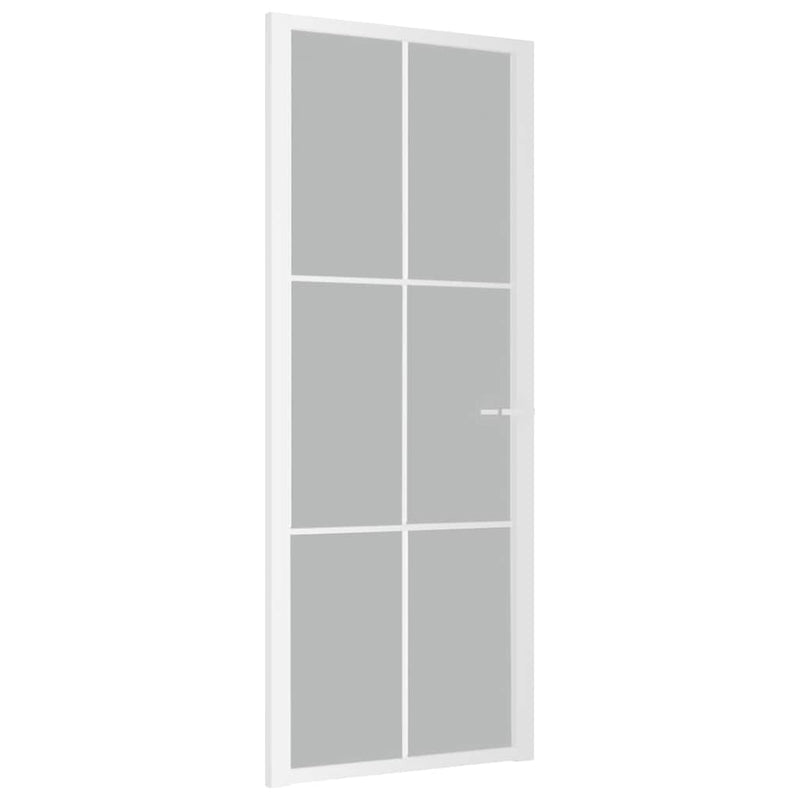 Ușă de interior, 83x201,5 cm, alb, sticlă mată și aluminiu