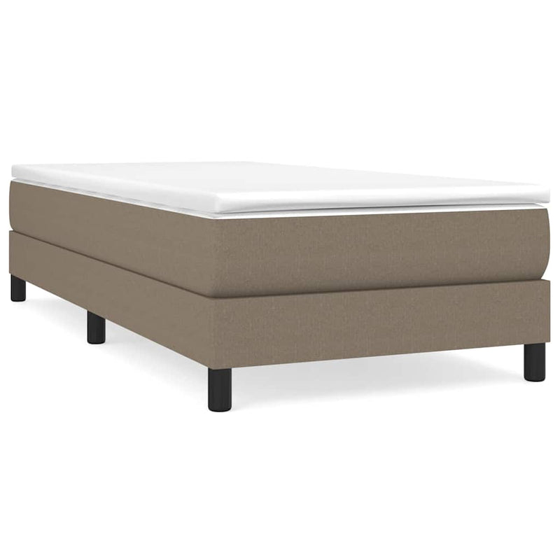 Pat box spring cu saltea, gri taupe, 90x190 cm, textil