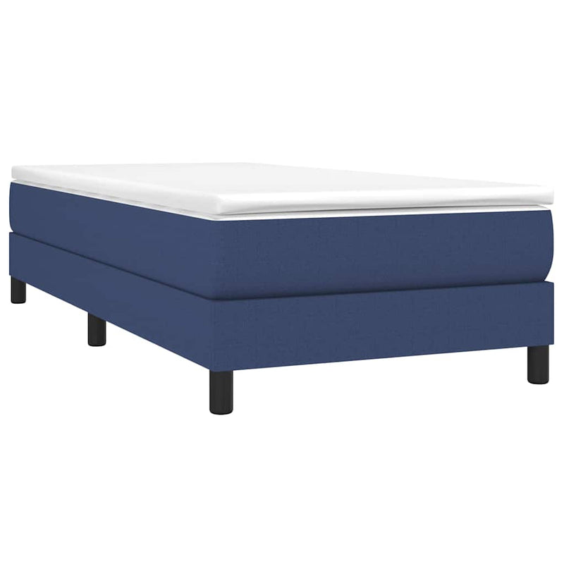 Pat box spring cu saltea, albastru, 90x190 cm, textil