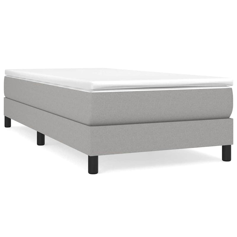 Pat box spring cu saltea, gri deschis, 90x200 cm, textil