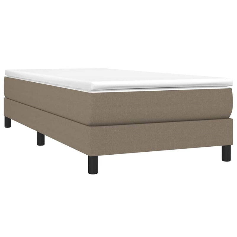 Pat box spring cu saltea, gri taupe, 90x200 cm, textil