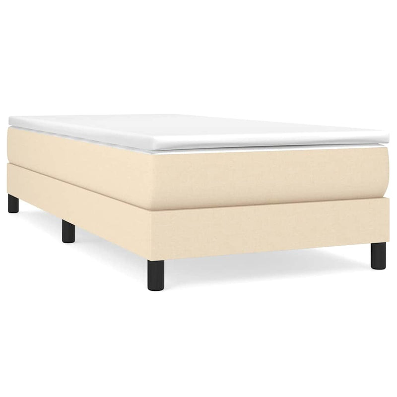 Pat box spring cu saltea, crem, 90x200 cm, textil