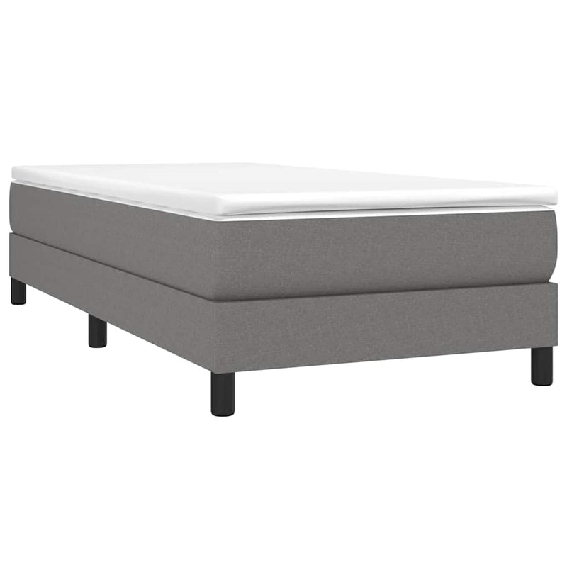 Pat box spring cu saltea, gri închis, 100x200 cm, textil