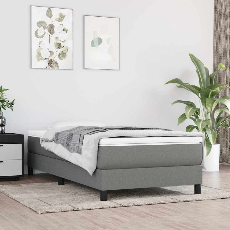 Pat box spring cu saltea, gri închis, 100x200 cm, textil