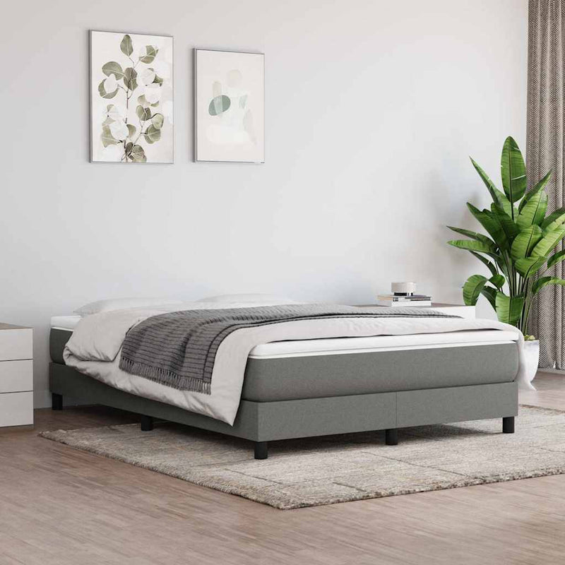 Pat box spring cu saltea, gri închis, 140x200 cm, textil