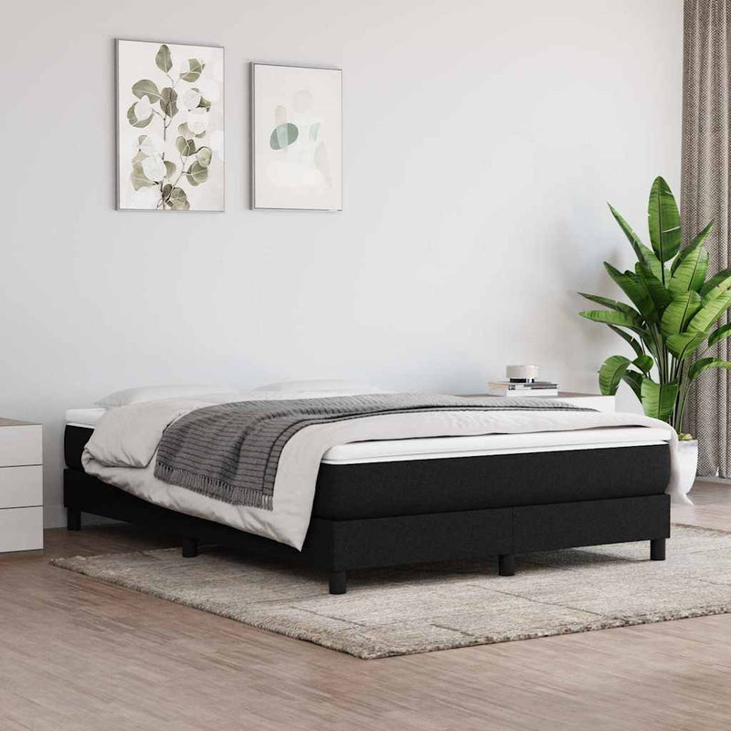 Pat box spring cu saltea, negru, 160x200 cm, textil