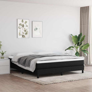 Pat box spring cu saltea, negru, 180x200 cm, catifea