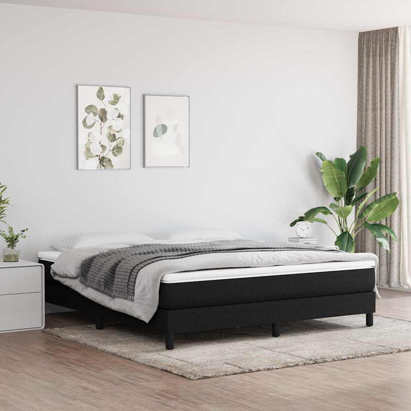 Pat box spring cu saltea, negru, 180x200 cm, catifea