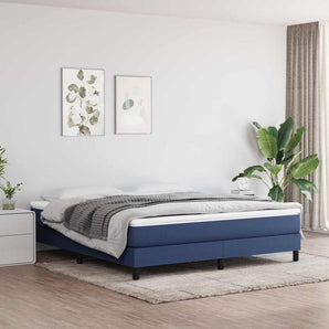 Pat box spring cu saltea, albastru, 180x200 cm, material textil