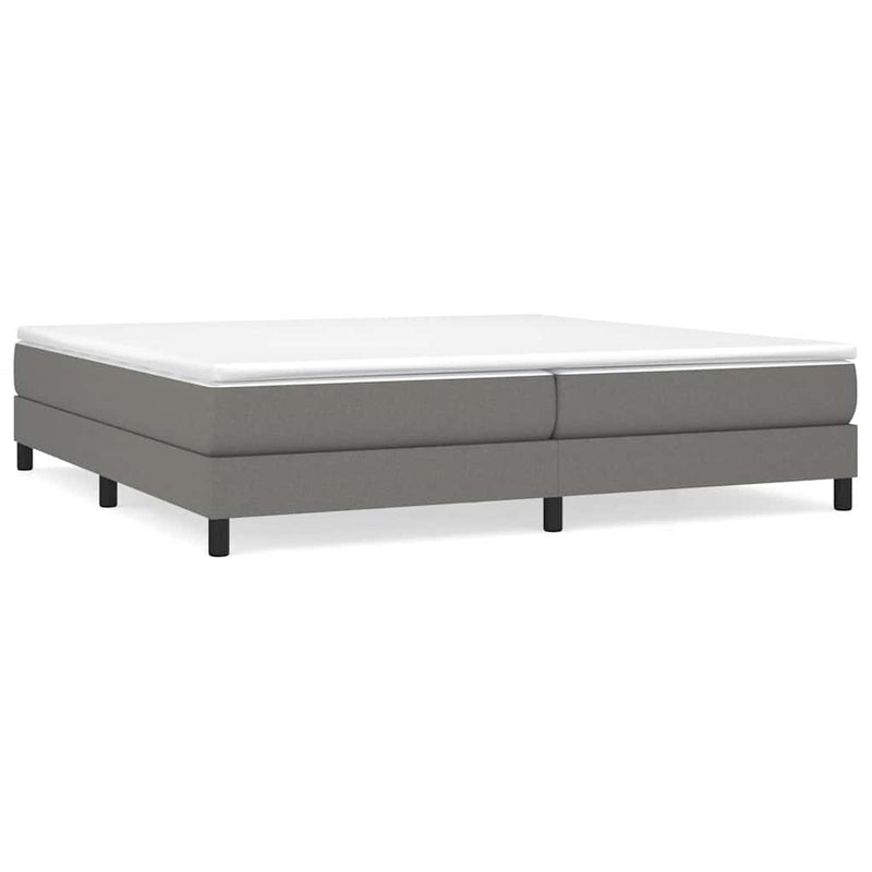 Pat box spring cu saltea, gri închis, 200x200 cm, textil