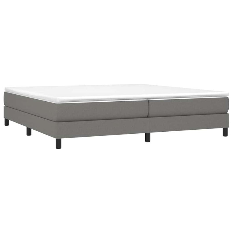 Pat box spring cu saltea, gri închis, 200x200 cm, textil