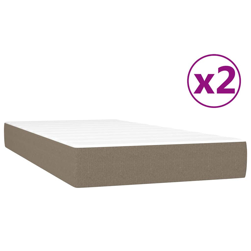 Pat box spring cu saltea, gri taupe, 200x200 cm, textil