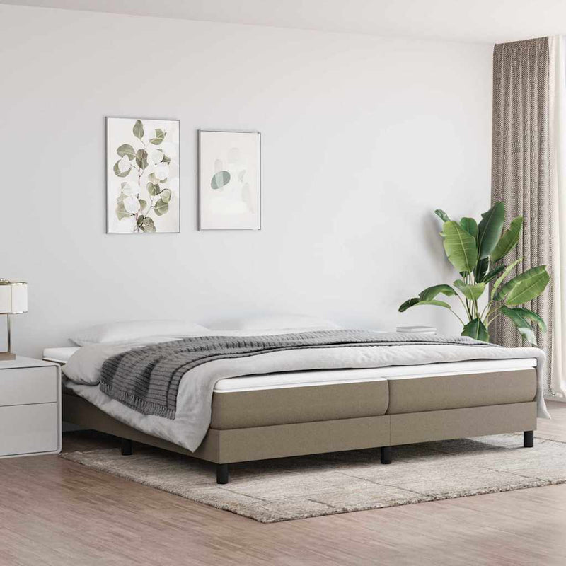 Pat box spring cu saltea, gri taupe, 200x200 cm, textil
