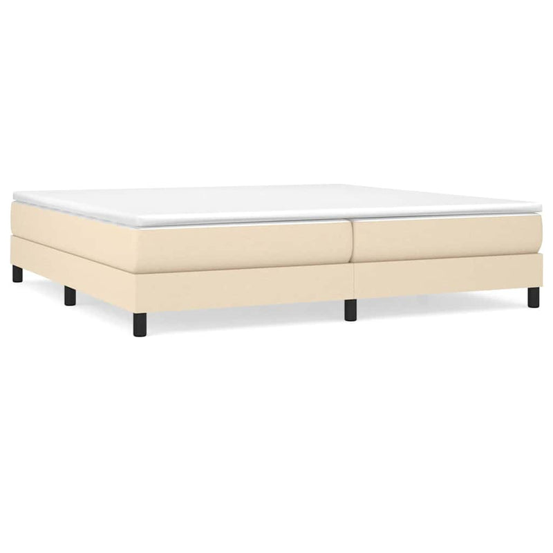 Pat box spring cu saltea, crem, 200x200 cm, textil