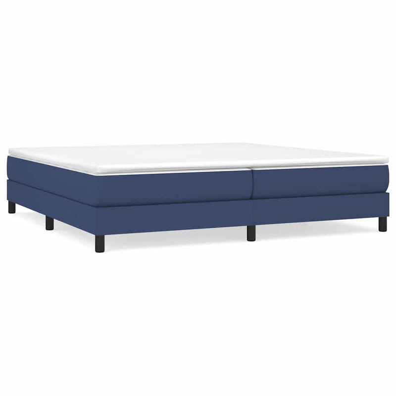 Pat box spring cu saltea, albastru, 200x200 cm, textil