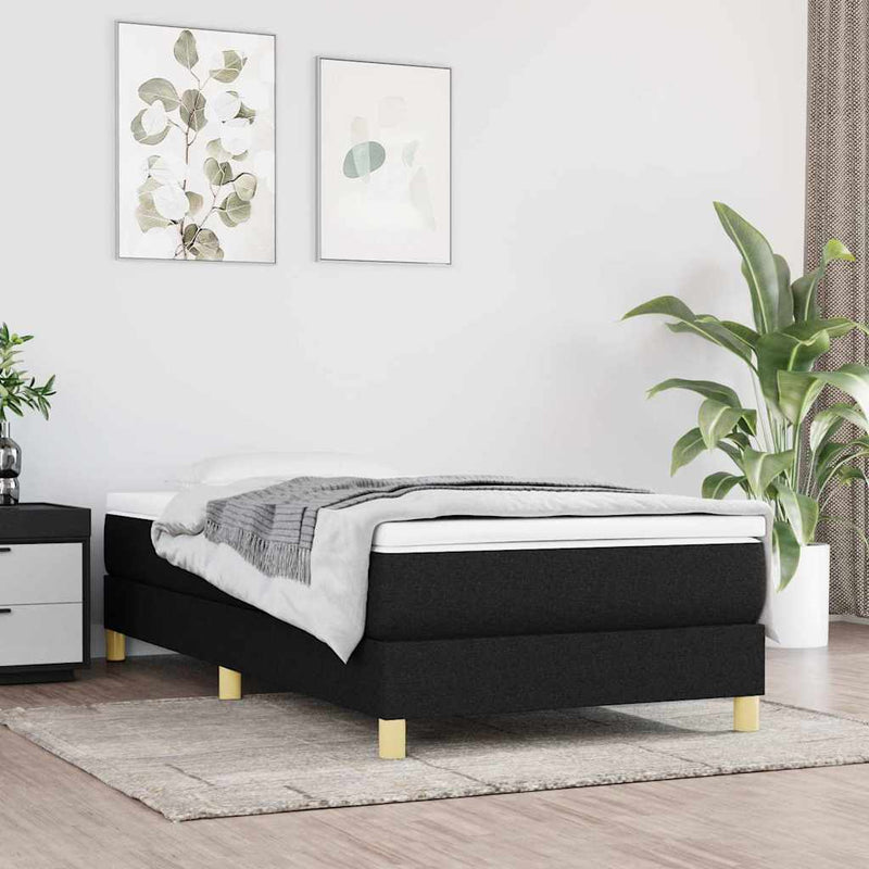 Pat box spring cu saltea, negru, 80x200 cm, textil