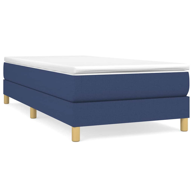 Pat box spring cu saltea, albastru, 80x200 cm, textil