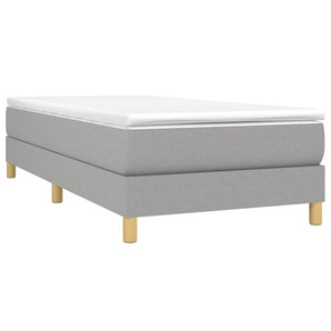 Pat box spring cu saltea, gri deschis, 90x190 cm, textil