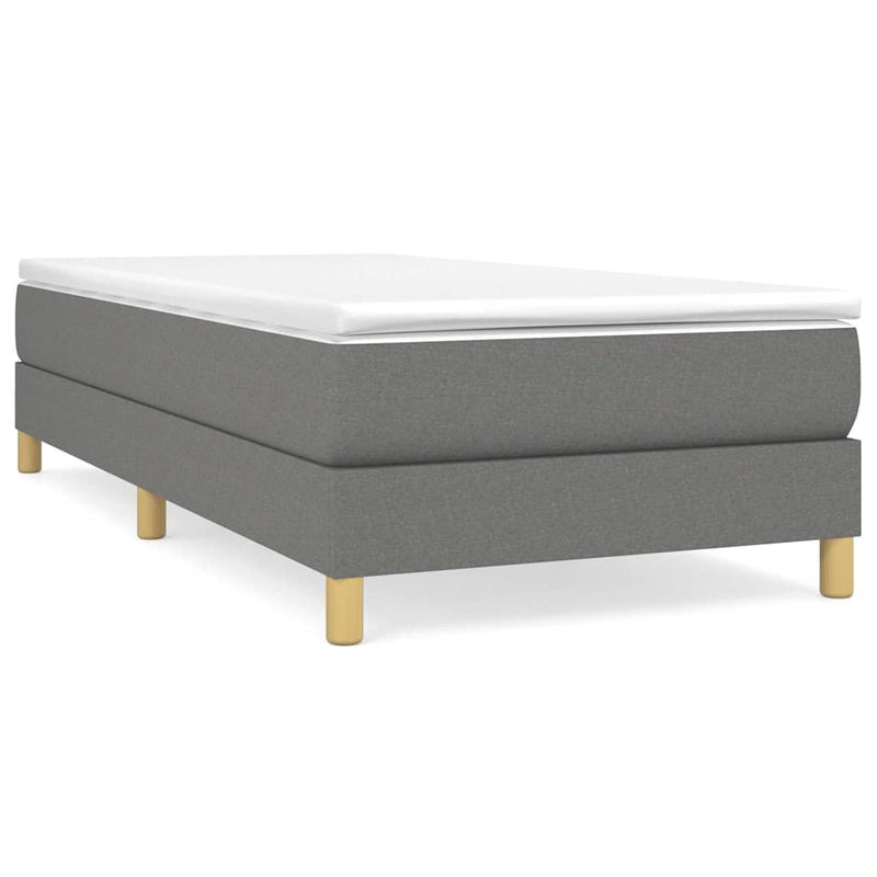 Pat box spring cu saltea, gri închis, 90x190 cm, textil