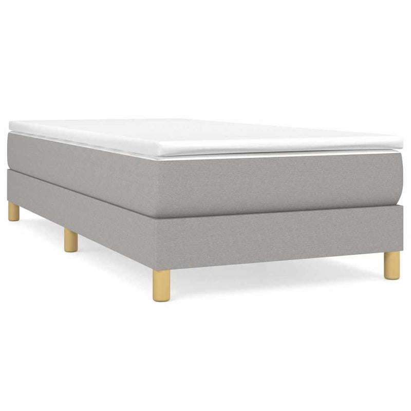 Pat box spring cu saltea, gri deschis, 90x200 cm, textil
