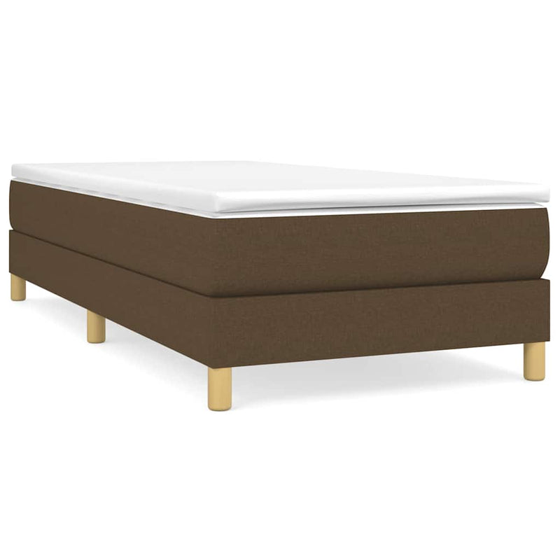 Pat box spring cu saltea, maro închis, 90x200 cm, textil