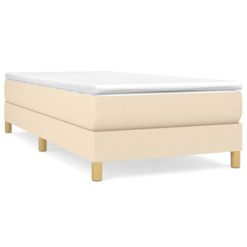 Pat box spring cu saltea, crem, 90x200 cm, textil