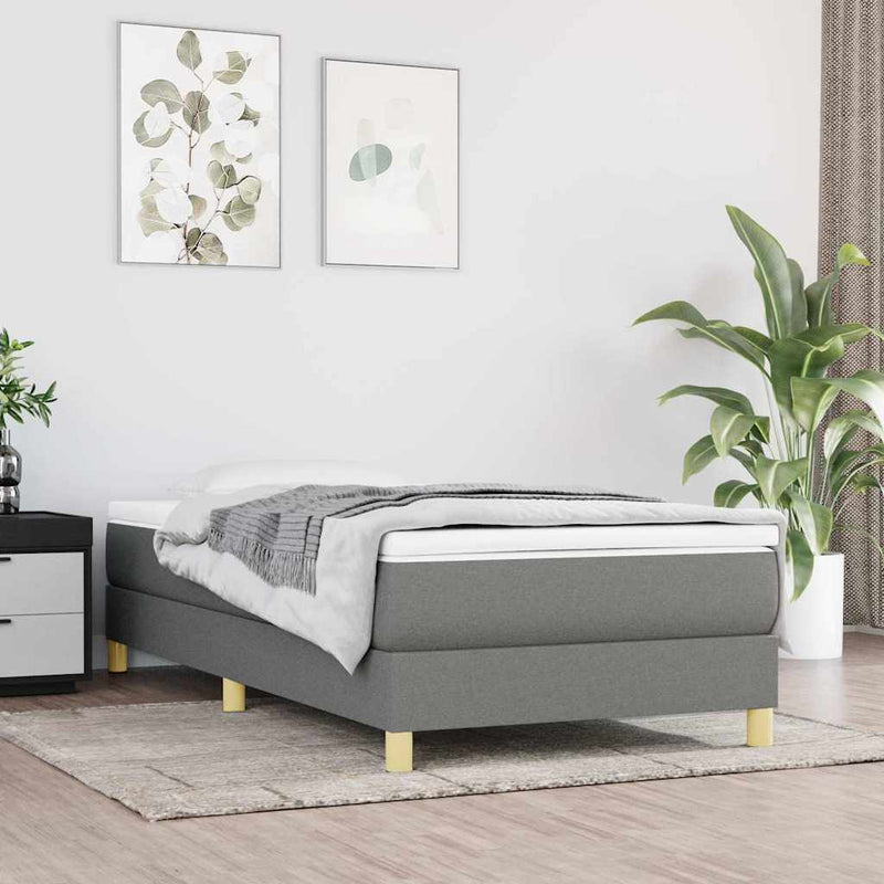 Pat box spring cu saltea, gri închis, 100x200 cm, textil
