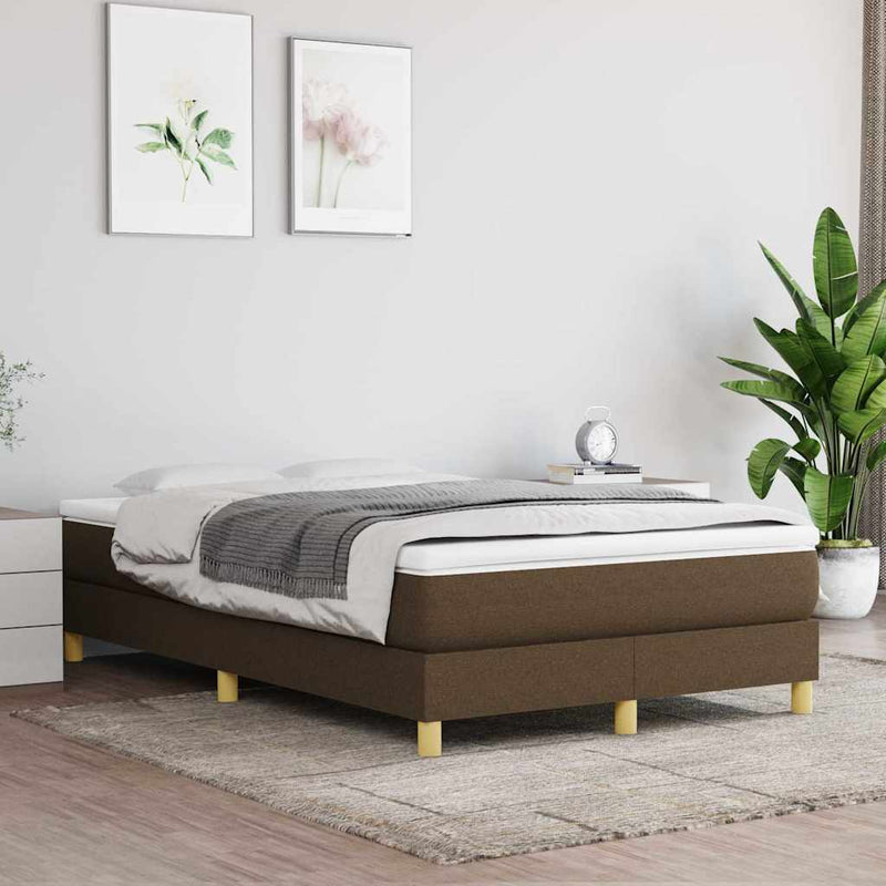 Pat box spring cu saltea, maro închis, 120x200 cm, textil