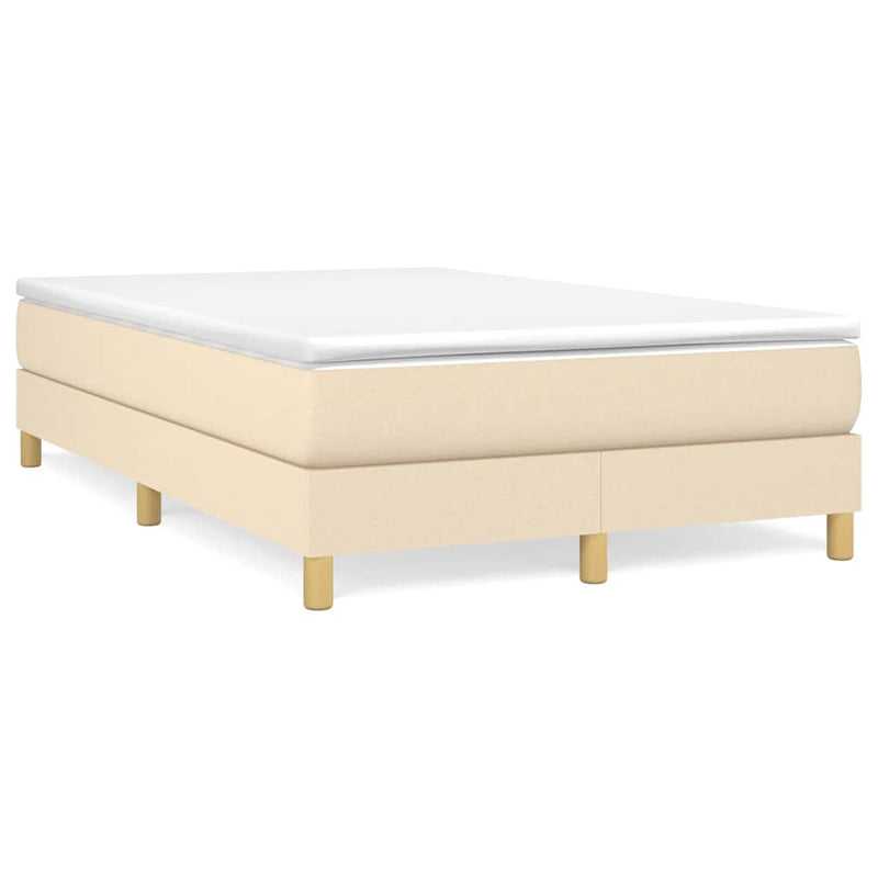 Pat box spring cu saltea, crem, 120x200 cm, textil
