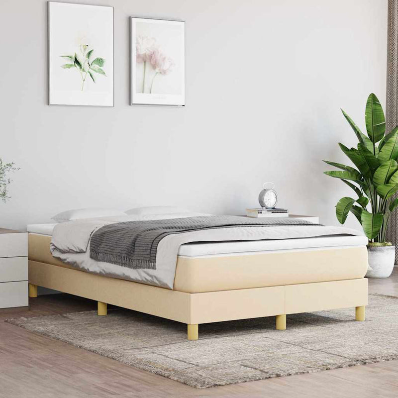 Pat box spring cu saltea, crem, 120x200 cm, textil