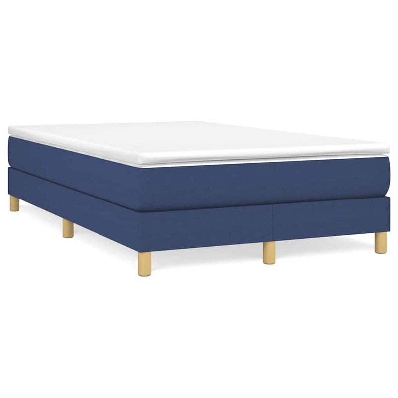 Pat box spring cu saltea, albastru, 120x200 cm, textil