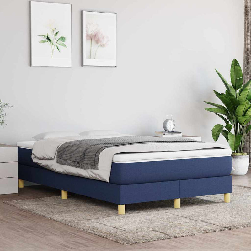 Pat box spring cu saltea, albastru, 120x200 cm, textil