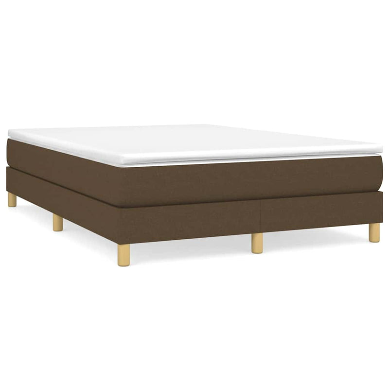 Pat box spring cu saltea, maro închis, 140x200 cm, textil